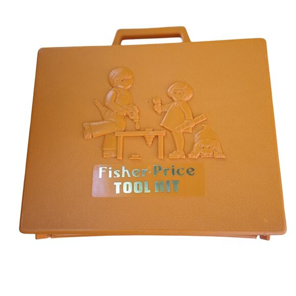 Vtg Fisher Price Tool Kit 1977 REPLACEMENT CASE 924 Yellow Handle Snaps Shut MCM - Picture 2 of 6